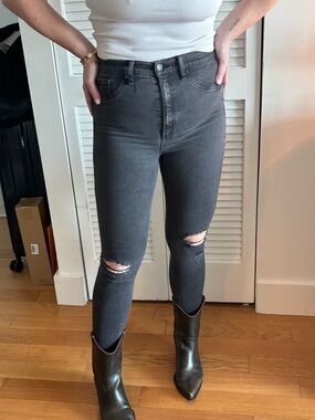 rag & bone Charcoal Ripped Skinny Jeans